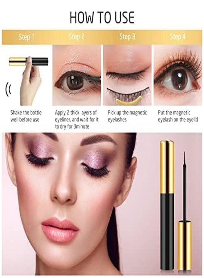 INSMART 10 Pairs Magnetic Eyelashes with Magnetic Eyeliner Kit Upgraded 3D 5D Eyelash Magnetic Lashes with Tweezers & 2 Tubes of Magnetic Eyeliner, Reusable, No Glue - Image 4