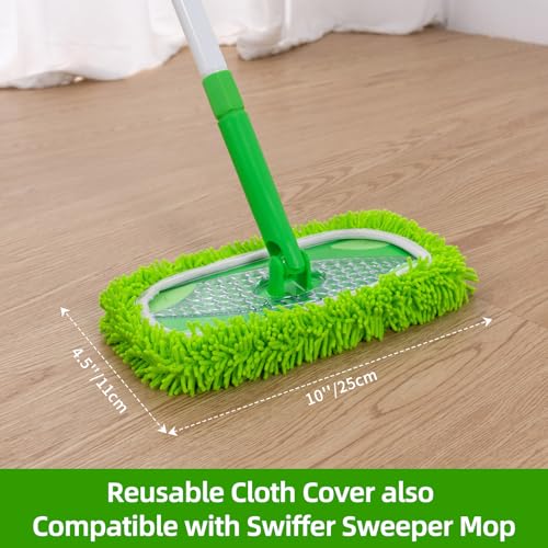 Qaestfy Baseboard Cleaner Tool with Handle, Extendable Long Handle Baseboard Floor Cleaning Tool Duster with Reusable Pads for Floorboard - Image 5