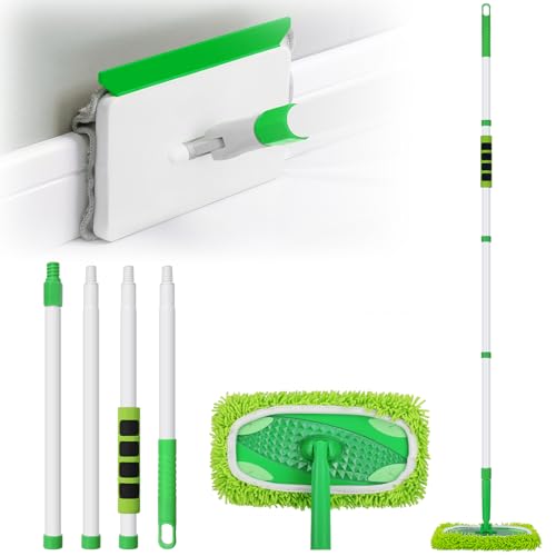 Qaestfy Baseboard Cleaner Tool with Handle, Extendable Long Handle Baseboard Floor Cleaning Tool Duster with Reusable Pads for Floorboard - Image 1