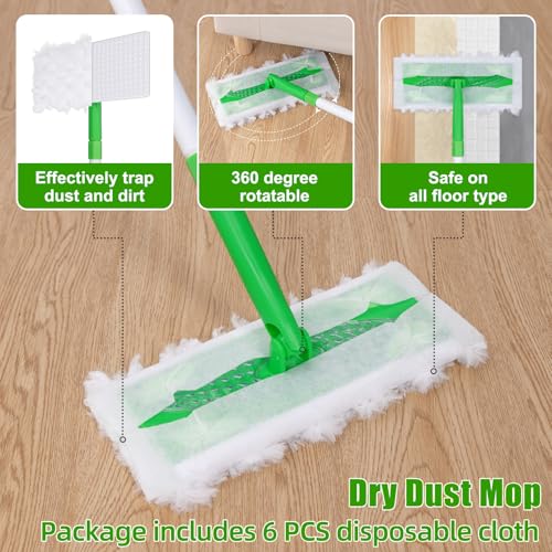 Qaestfy Baseboard Cleaner Tool with Handle, Extendable Long Handle Baseboard Floor Cleaning Tool Duster with Reusable Pads for Floorboard - Image 4