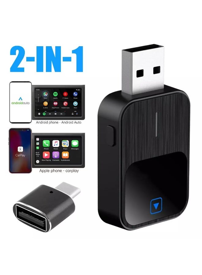 2025 New Wireless CarPlay Adapter- Mini Edition, Wired to Wireless for OEM Cars Wired Carplay / Android auto Dual mode Plug&Play FOTA Wireless Adapter for Apple iPhone iOS 10 and Android 11 or above - Image 1