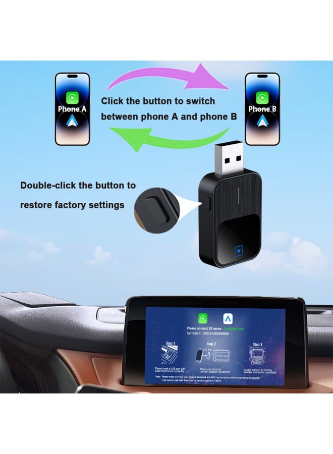 2025 New Wireless CarPlay Adapter- Mini Edition, Wired to Wireless for OEM Cars Wired Carplay / Android auto Dual mode Plug&Play FOTA Wireless Adapter for Apple iPhone iOS 10 and Android 11 or above - Image 3