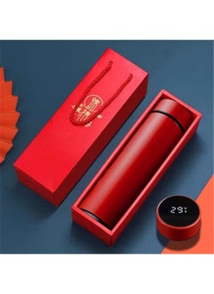 Generic Hot Water Bottle Red 401-500ml，Smart Water Bottles with Digital Temperature Display Coffee Tea Infuser Bottle Thermal Cup Double Walled Vacuum Insulated Stainless Steel Flask Leak Proof Travel Mug Keep Warm  - Image 1