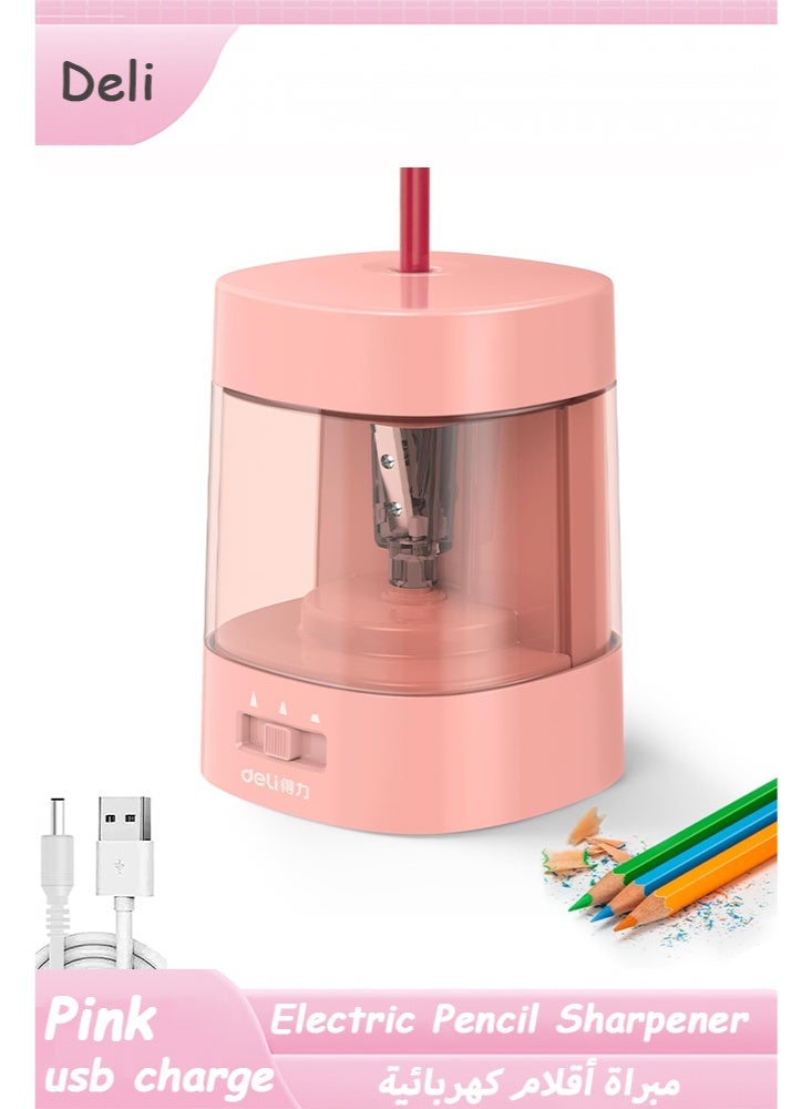 Deli Electric Pencil Sharpener, Automatic Pencil Sharpeners for No.2 Pencils Colored Pencils, Operated 3 Adjustable Sharpening Modes, USB & Battery Operated Pencil Sharpener for Kids, School, Home, Office, Classroom - Image 1