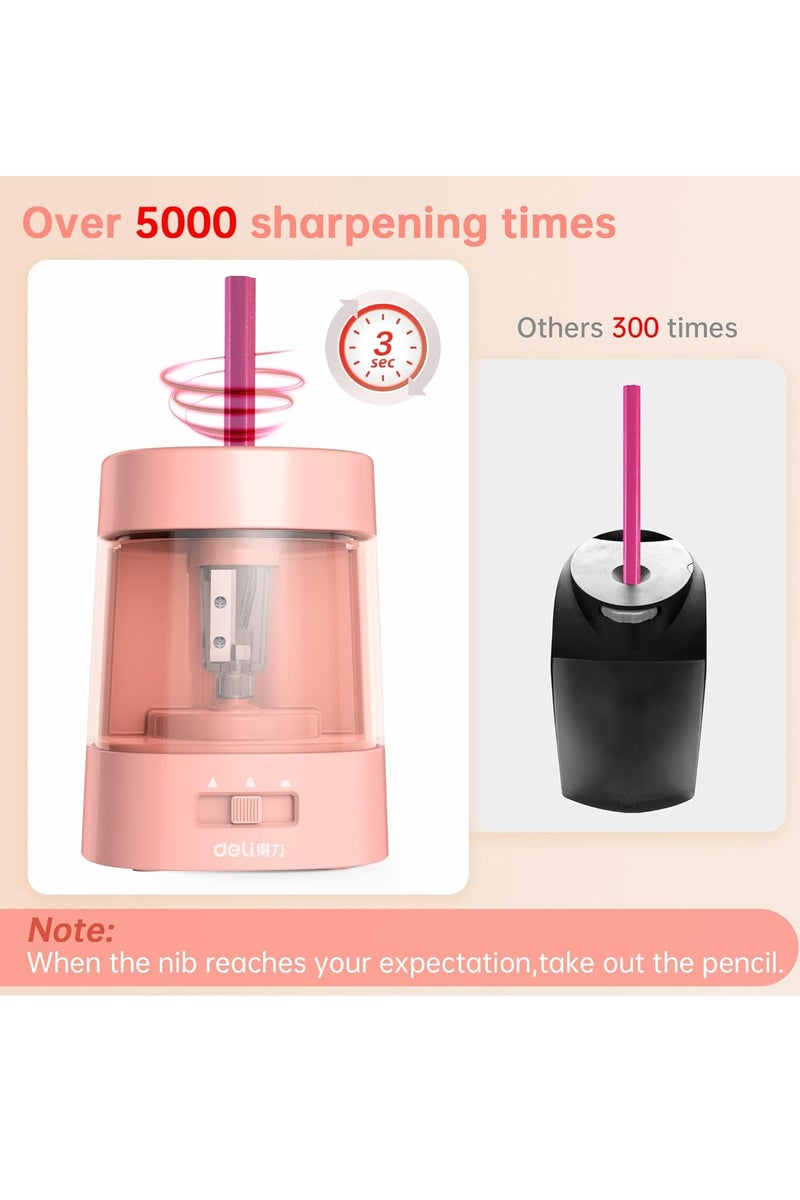 Deli Electric Pencil Sharpener, Automatic Pencil Sharpeners for No.2 Pencils Colored Pencils, Operated 3 Adjustable Sharpening Modes, USB & Battery Operated Pencil Sharpener for Kids, School, Home, Office, Classroom - Image 3