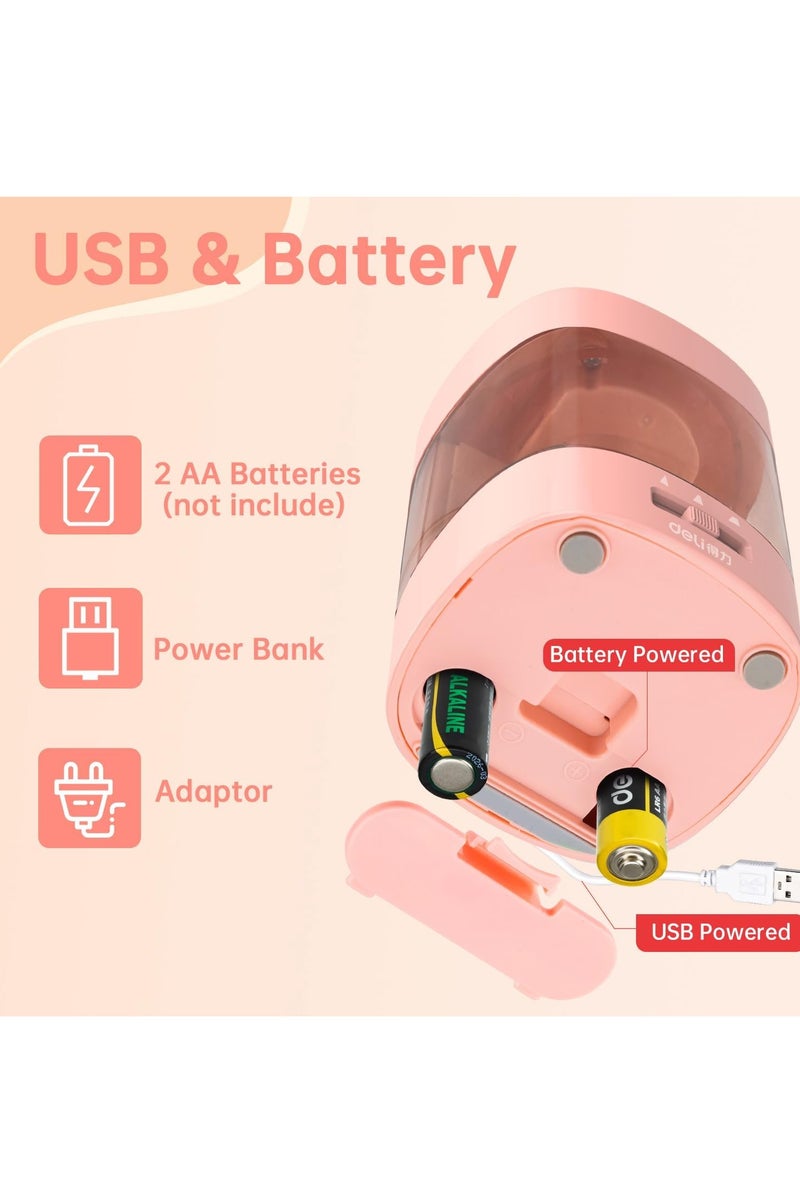 Deli Electric Pencil Sharpener, Automatic Pencil Sharpeners for No.2 Pencils Colored Pencils, Operated 3 Adjustable Sharpening Modes, USB & Battery Operated Pencil Sharpener for Kids, School, Home, Office, Classroom - Image 5