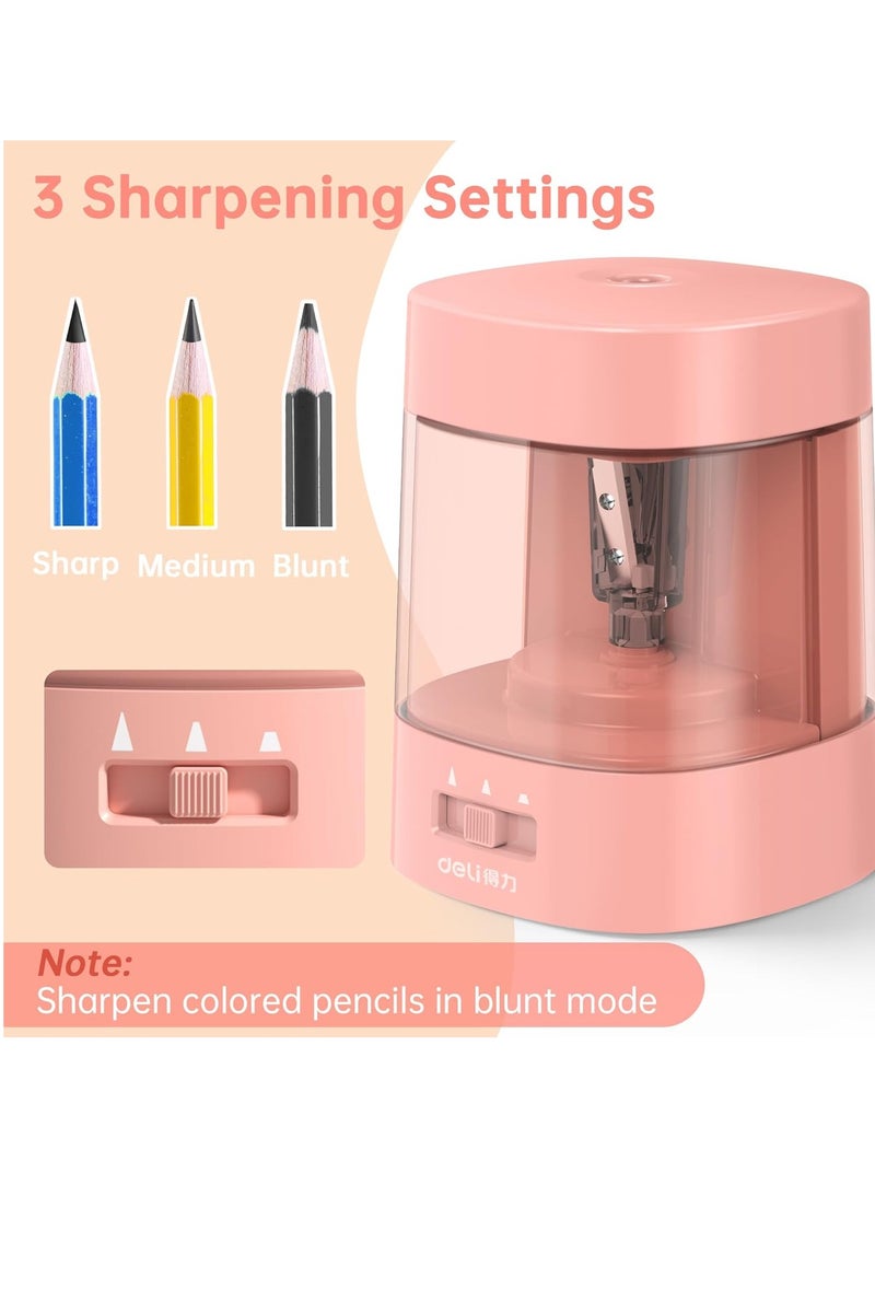 Deli Electric Pencil Sharpener, Automatic Pencil Sharpeners for No.2 Pencils Colored Pencils, Operated 3 Adjustable Sharpening Modes, USB & Battery Operated Pencil Sharpener for Kids, School, Home, Office, Classroom - Image 2
