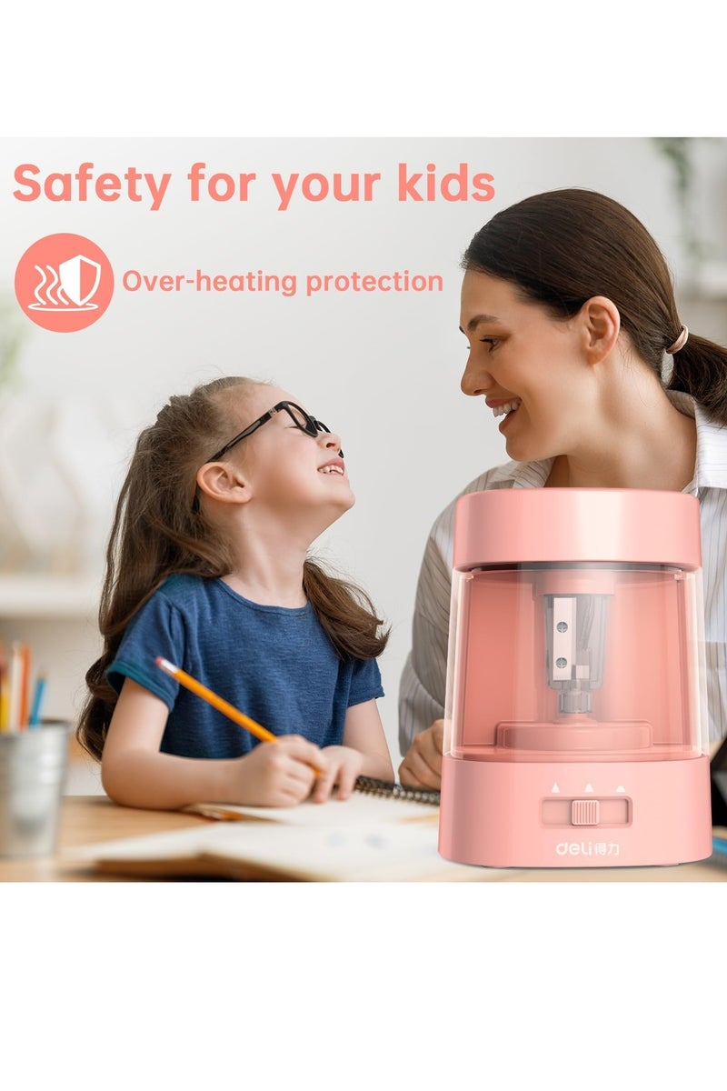 Deli Electric Pencil Sharpener, Automatic Pencil Sharpeners for No.2 Pencils Colored Pencils, Operated 3 Adjustable Sharpening Modes, USB & Battery Operated Pencil Sharpener for Kids, School, Home, Office, Classroom - Image 4