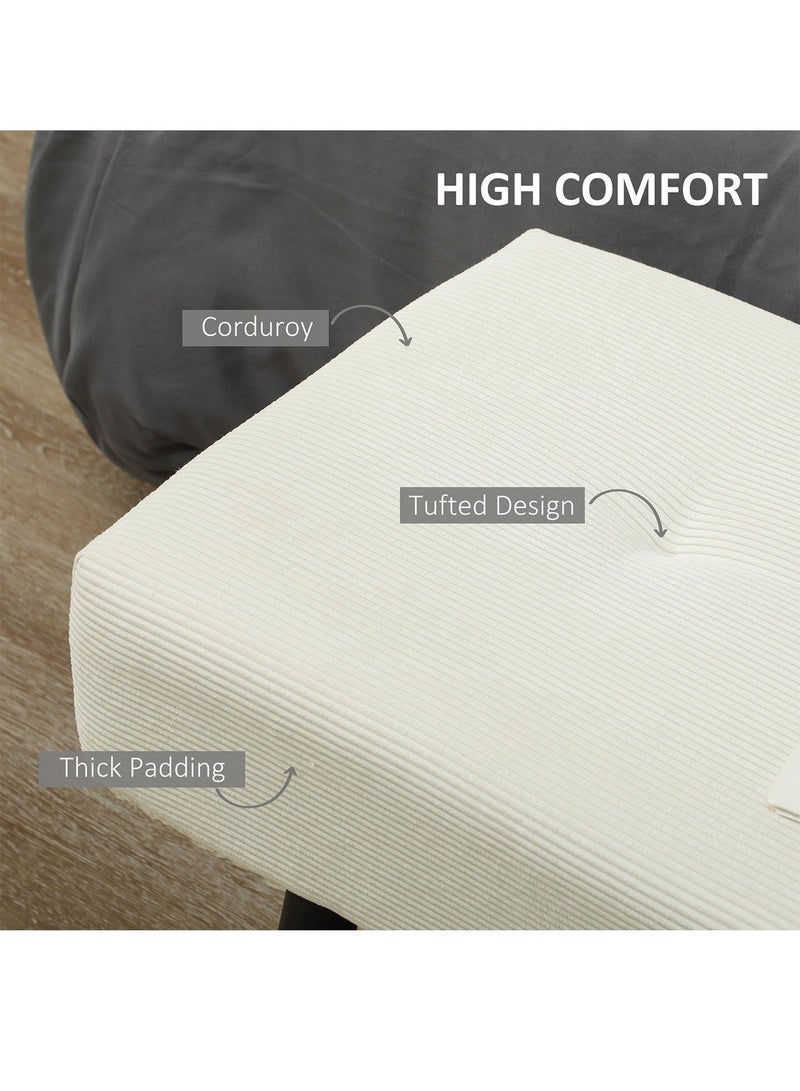 إي سمارت 100سم - مقعد عثماني بتصميم عصري مبطن من قماش مخملي مضلع - مقعد بنهاية السرير، مقعد تغيير الأحذية، مقعد لغرفة النوم والمعيشة ومدخل المنزل والردهة، أوف وايت - Image 5