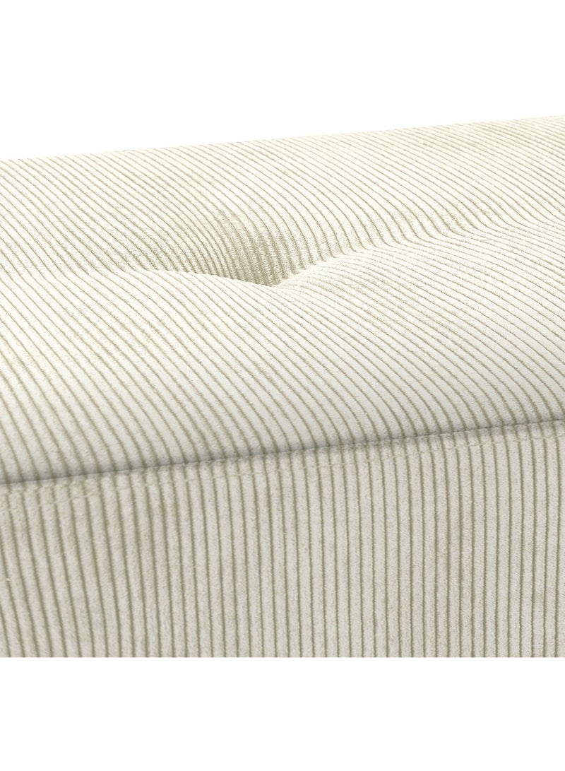 إي سمارت 100سم - مقعد عثماني بتصميم عصري مبطن من قماش مخملي مضلع - مقعد بنهاية السرير، مقعد تغيير الأحذية، مقعد لغرفة النوم والمعيشة ومدخل المنزل والردهة، أوف وايت - Image 4