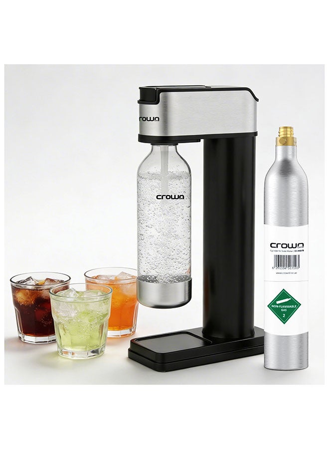 Crownline SM-454/B Soda Maker – 850-900ml Capacity, BPA-Free PET Bottle, Quick Screw Design, Makes Up to 60L per Cylinder, Includes 0.6L/425g CO2 Gas Cylinder – Complete Sparkling Water Kit SM-454/B black - Image 1