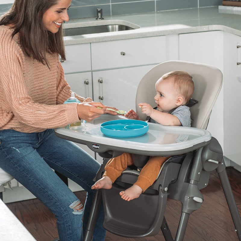 Chicco Polly Space-Saving Foldable High Chair with Easy-Clean Seat Pad, High Chair for Babies and Toddlers with Multi-Position Recline and Height Adjustment, for Children up to 40 lbs. | Black/Black - Image 2