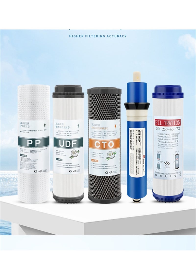 Generic - 5pcs filter element 10 inch flat mouth universal PP cotton particle carbon compressed carbon RO membrane T33 water purifier filter element - Image 1