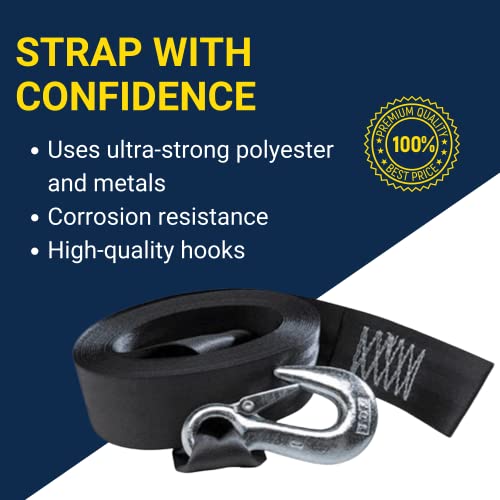 Tie Down - Boat Trailer Winch Strap with Forged Hook – 2" x 20 ft, Made in USA, Heavy-Duty Polyester, 5,000 lb Break Strength, Marine-Grade Winch Strap Replacement - Image 4