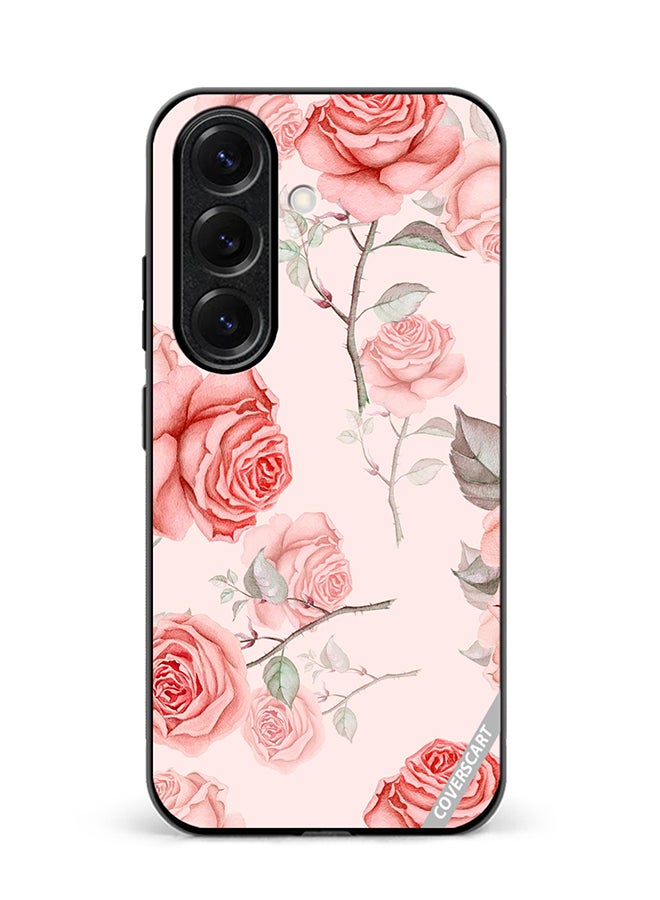 Protective Case Cover For Samsung Galaxy S24 Plus Peach Roses Thorns Design Multicolour