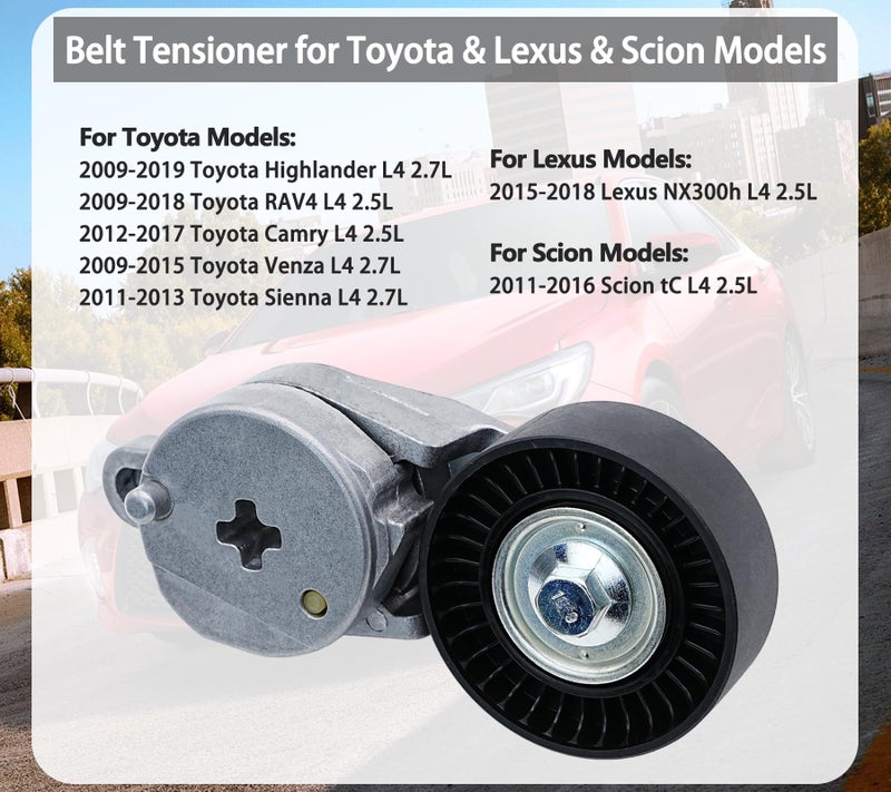 LEVANLIGHT Belt Tensioner Assembly with Pulley Compatible with Toyota RAV4 2009-2018, Camry 2012-2017, Venza 2009-2015, Sienna 2011-2013, Lexus NX300h 2015-2018, Scion tC 2011-2016, Replaces# 39106 - Image 4