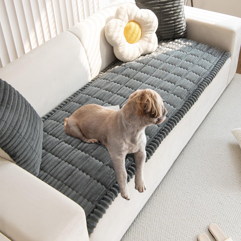 Gumfolk Pet Couch Covers for Sofa Slipcovers Couch Protector for Dogs Washable Cushion Cover, Sofa Pad Blanket Furniture, Dark Grey, 27in*59in - Image 1