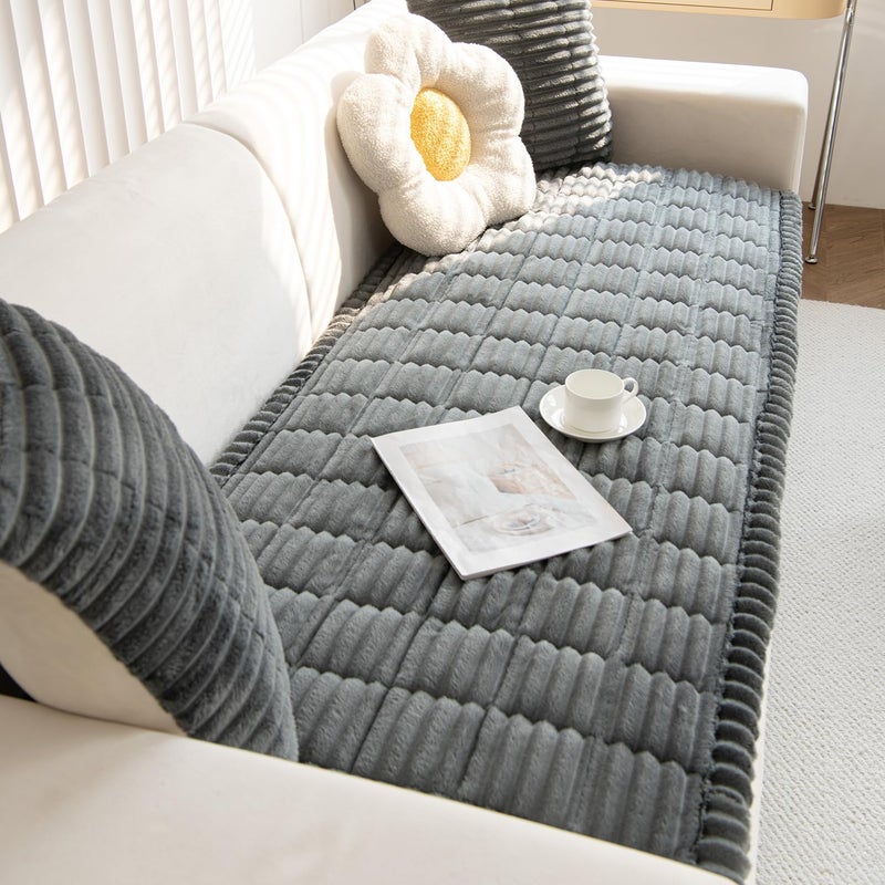 Gumfolk Pet Couch Covers for Sofa Slipcovers Couch Protector for Dogs Washable Cushion Cover, Sofa Pad Blanket Furniture, Dark Grey, 27in*59in - Image 3