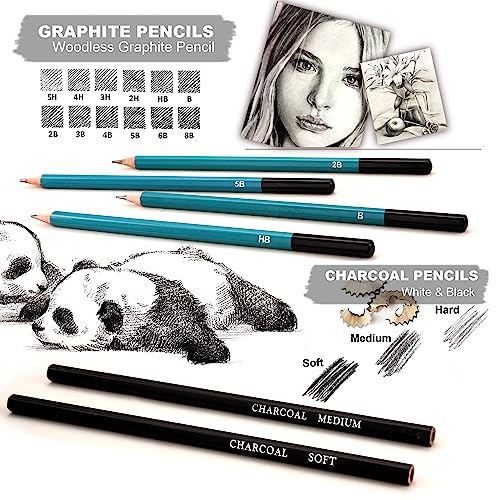 KALOUR 106 Coloring Sketching Kit Set - Art Supplies with Sketchbook & Watercolor Paper - Include Drawing Tutorial, Watercolor,Colored,Metallic,Fluorescent,Sketch Pencils - for Artists beginner - Image 3
