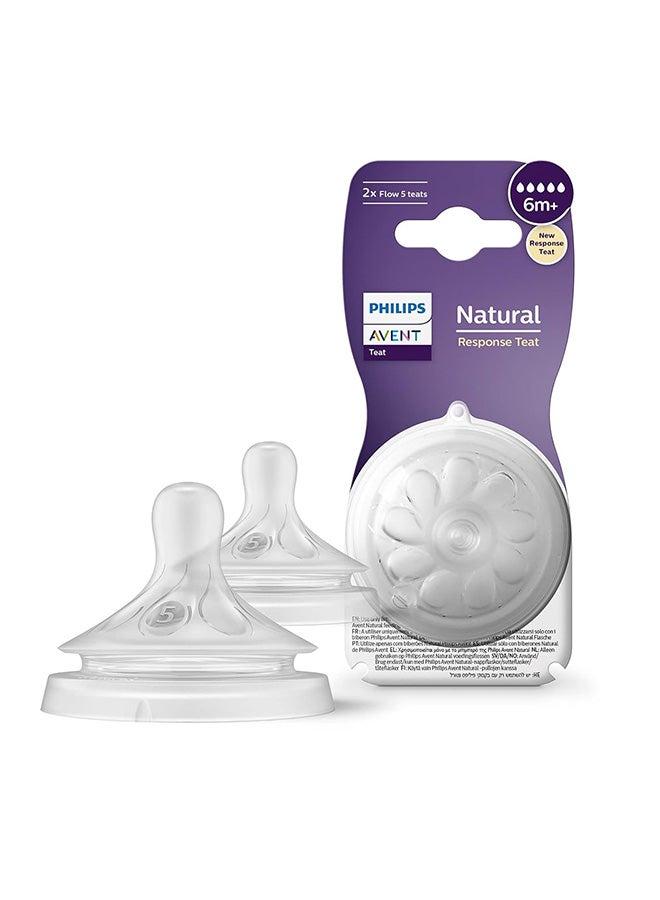 Philips Avent Natural Response Bottle Teat - 2 x Baby Bottle Flow 5 Teats for Babies Aged 6+ Months, BPA Free (Model SCY965/02) - Image 3