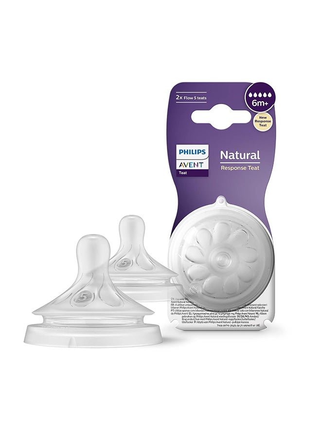 Philips Avent Natural Response Bottle Teat - 2 x Baby Bottle Flow 5 Teats for Babies Aged 6+ Months, BPA Free (Model SCY965/02) - Image 4
