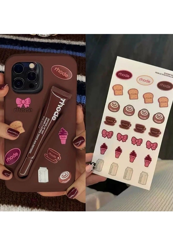 Rhode Milk Bread Theme Creative Stickers - Removable Artistic Decals for Phone Case Back Decor