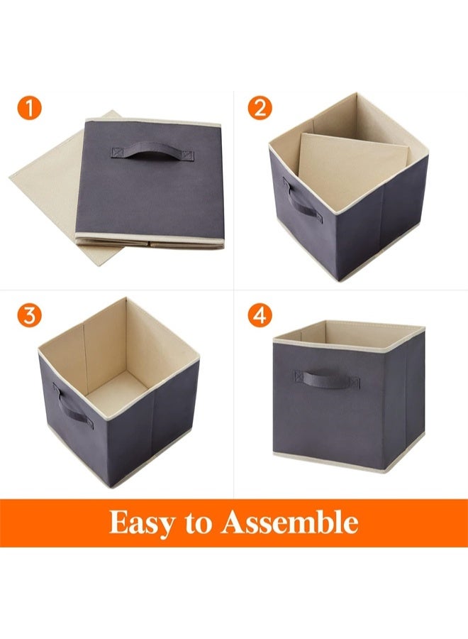 هومستر مجموعة من 6 مكعبات التخزين القابلة للطي ، سلالات النسيج القابلة للطي ، سلال تنظيم الزخرفية للرفوف للخزانة ، غرفة المرافق ، غرفة التخزين ، الرمادي - Image 5