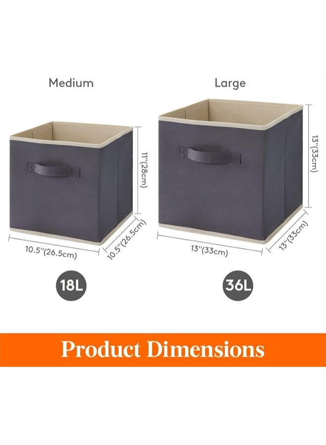 هومستر مجموعة من 6 مكعبات التخزين القابلة للطي ، سلالات النسيج القابلة للطي ، سلال تنظيم الزخرفية للرفوف للخزانة ، غرفة المرافق ، غرفة التخزين ، الرمادي - Image 4