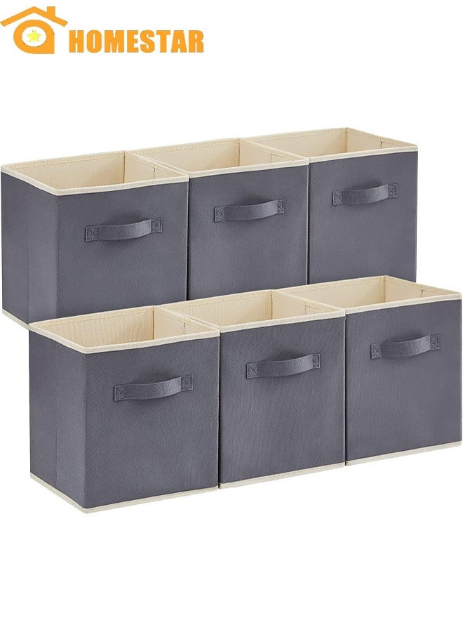 هومستر مجموعة من 6 مكعبات التخزين القابلة للطي ، سلالات النسيج القابلة للطي ، سلال تنظيم الزخرفية للرفوف للخزانة ، غرفة المرافق ، غرفة التخزين ، الرمادي - Image 1