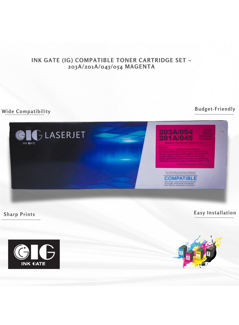 GIG IG Compatible Magenta Toner Cartridge – 203A / 201A / Canon 045 / 054 – for HP M254dw, M281fdw, Canon MF641Cw, MF644Cdw (Up to 1,300 Pages) - Image 1