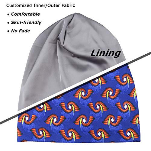 Heerf Satin Lined Slouch Beanie Hat Sleeping Cap Hair Cover Large Adjustable Blue - Image 5