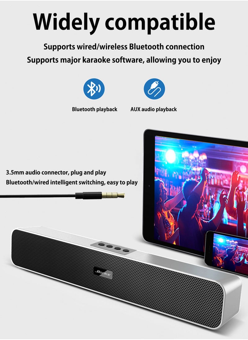 BONKS - Computer Speakers with 3.5 mm Aux, Small PC Speakers Powered by USB, Wired USB Desktop Speaker, USB Soundbar for MonitorWith Bluetooth - Image 1
