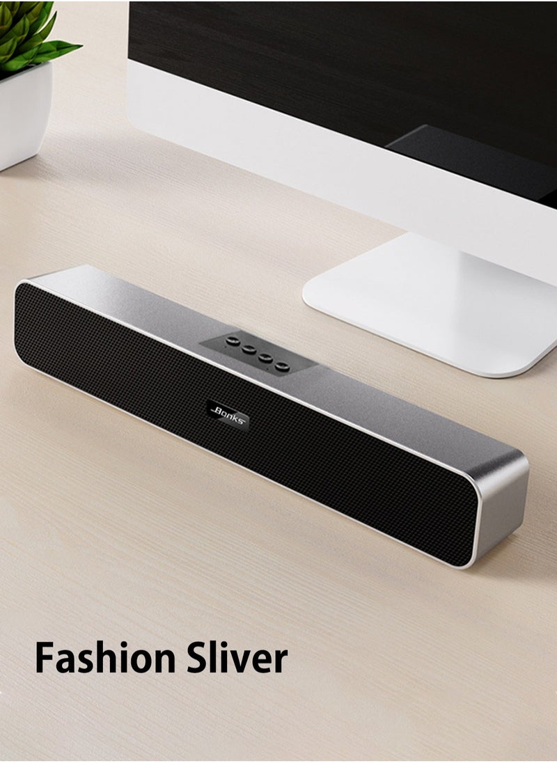 BONKS - Computer Speakers with 3.5 mm Aux, Small PC Speakers Powered by USB, Wired USB Desktop Speaker, USB Soundbar for MonitorWith Bluetooth - Image 1