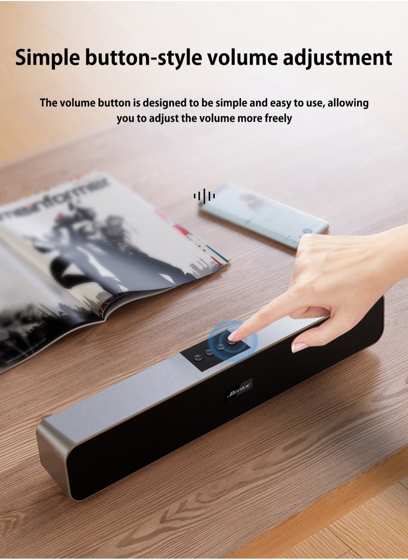 BONKS - Computer Speakers with 3.5 mm Aux, Small PC Speakers Powered by USB, Wired USB Desktop Speaker, USB Soundbar for MonitorWith Bluetooth - Image 1