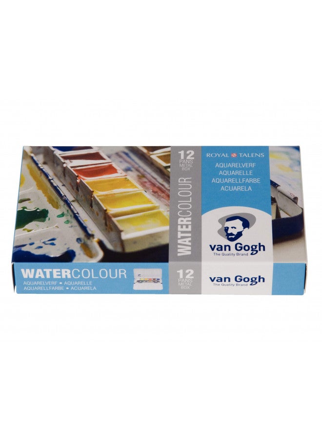 Van Gogh Watercolor Paint Set, Plastic Pocketbox, 12-Half Pan + 3-Half Pan Bonus General Selection - Image 1