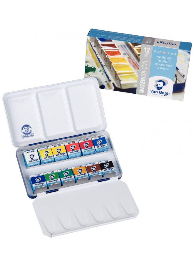 Van Gogh Watercolor Paint Set, Plastic Pocketbox, 12-Half Pan + 3-Half Pan Bonus General Selection - Image 3