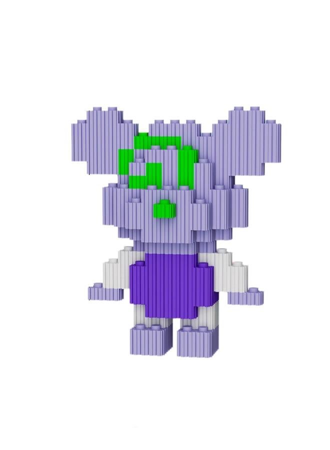 Miniature Small Particle Puzzle Building Blocks Gift Children's Educational Toy (White And Purple Short-sleeved Bear)  - Image 1