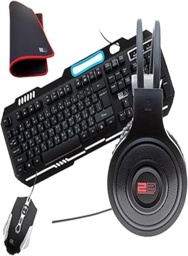 2B (KB344) 4 in 1 Gaming Combo - Wired Metal Back lighting Keyboard - Mouse-Pad - Wired Mouse and Wired Gaming headphone