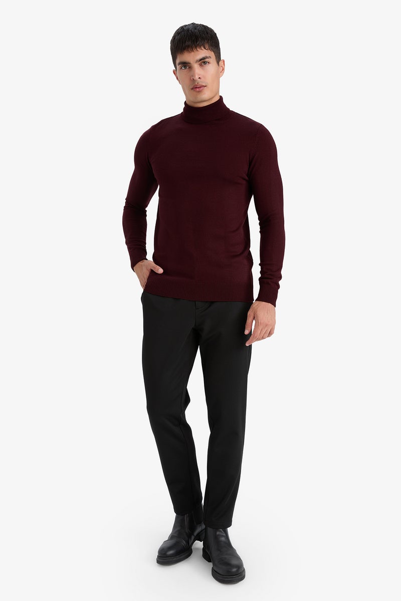 DeFacto Red Man Slim Fit Turtleneck Knitwear Pullover Casual - Image 2