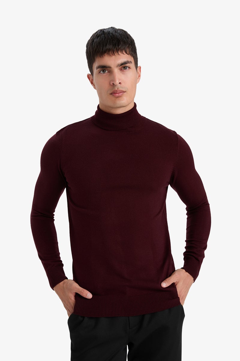 DeFacto Red Man Slim Fit Turtleneck Knitwear Pullover Casual - Image 4