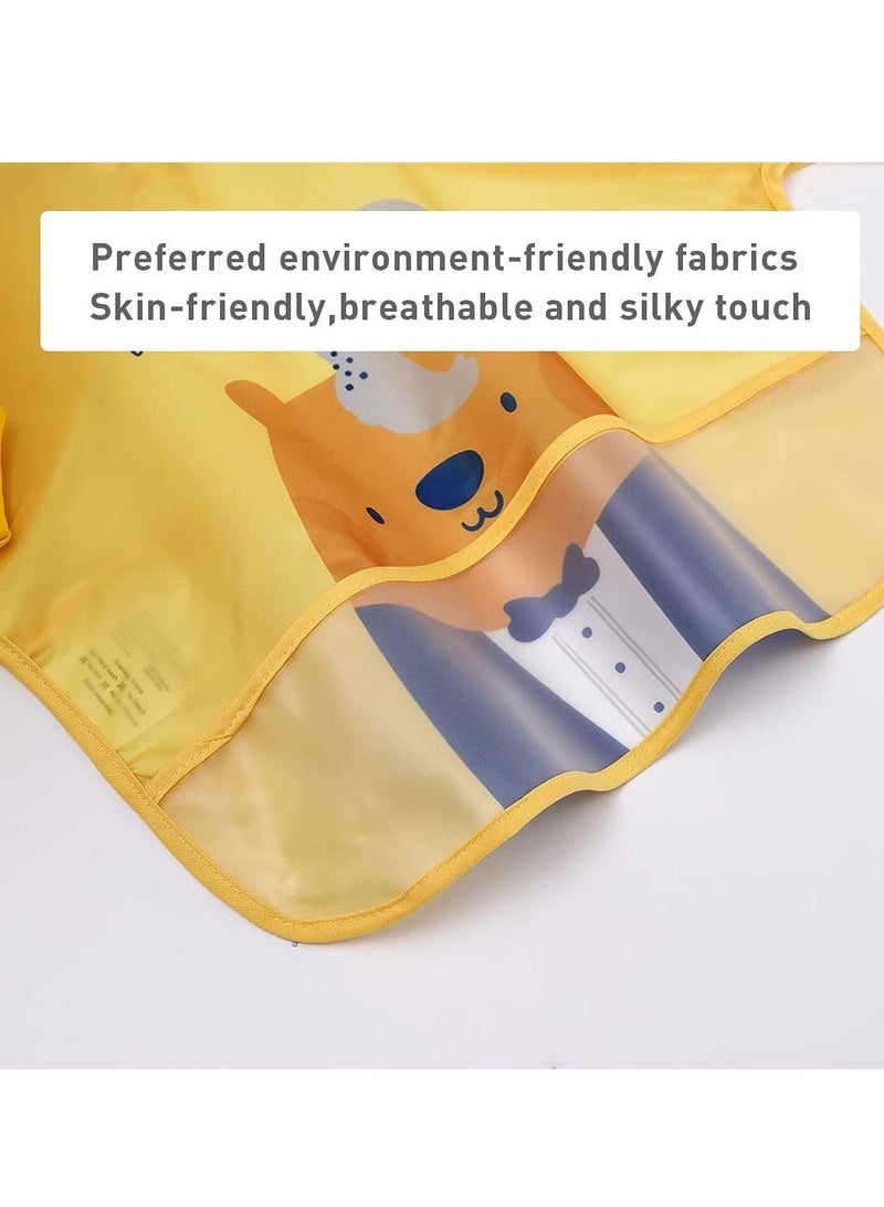 Y&D Long Sleeves Baby Bibs, 3 Pcs Waterproof Smock Apron Set Food Catcher Pocket Soft Machine Washable Stain Odor Resistant for 6 24 Months Kids - Image 5