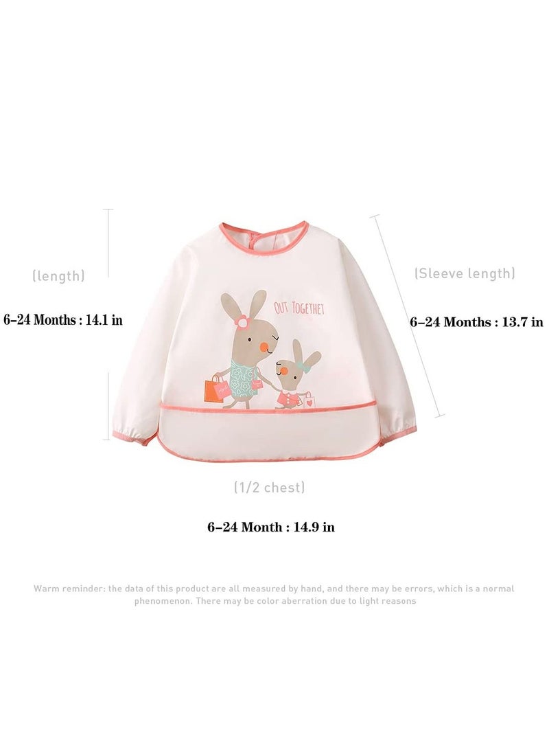 Y&D Long Sleeves Baby Bibs, 3 Pcs Waterproof Smock Apron Set Food Catcher Pocket Soft Machine Washable Stain Odor Resistant for 6 24 Months Kids - Image 3