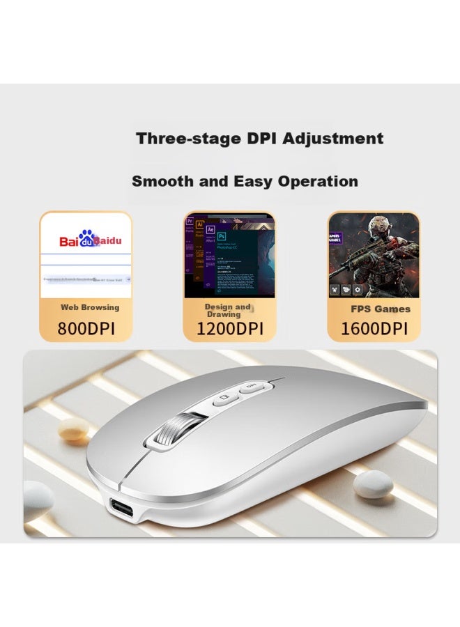 Venfish Wireless Bluetooth Mouse Silent Mouse Three Mode Office Gaming Mouse Suitable For Xiaomi Apple Lenovo Desktop Laptop Tablet Ipad Portable Rechargeable - Image 5