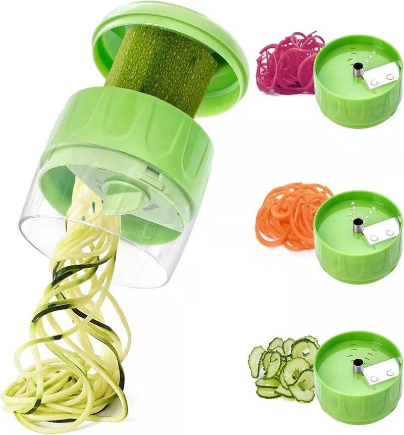 SHAREWIN 3 in 1 Vegetable Spiralizer Slicer, Adjustable Zucchini Carrot Noodle Maker, Cucumber Spiral Cutter, Easy to Use Kitchen Tool（Green） - Image 1