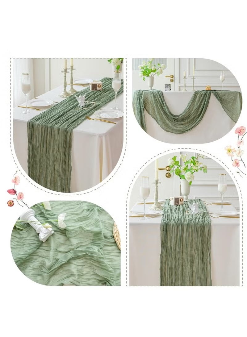 Translucent Table Runner Chessian Tablecloth for Wedding Reception Bridal Shower Party Decoration Table Centerpiece 90*300CM Green ﻿ - Image 2