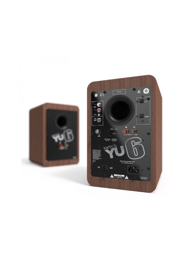 Kanto Audio YU6 200W Powered Bookshelf Speakers with Bluetooth and Phono Preamp-Walnut, Pair - Image 4