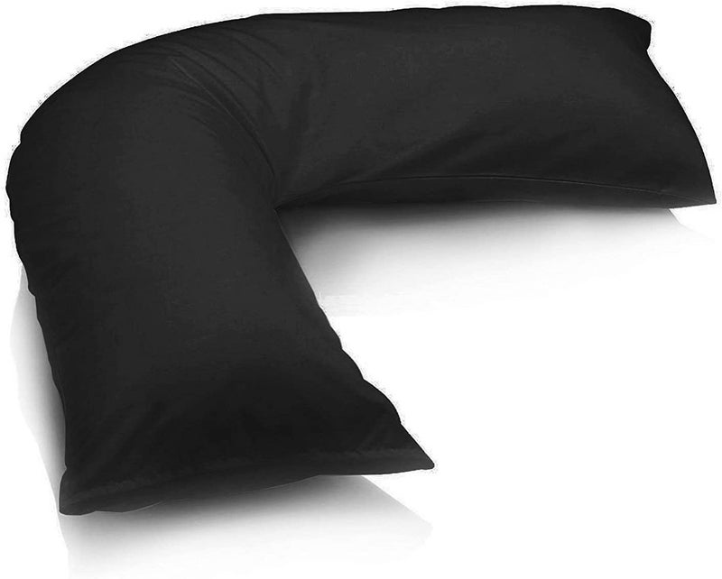 Easy Care V Shaped Pillowcase Plain Dyed Polycotton Machine Washable V Pillow Cover  Pack of 1 Black