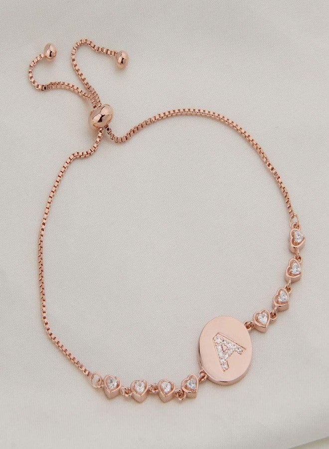 WUSUANED Rose Gold Initial Bracelet Letter Bracelet Adjustable Chain Bracelet Personalized Jewelry For Women (rose gold-A) - Image 2