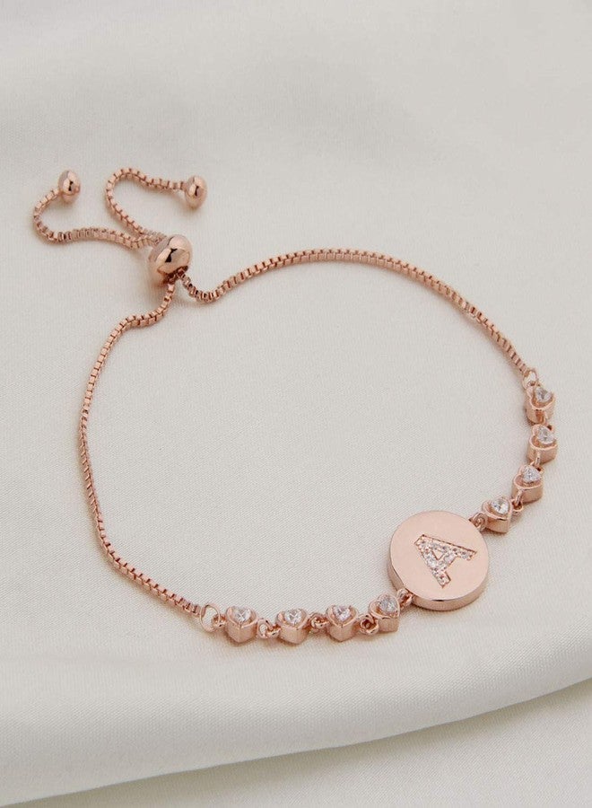 WUSUANED Rose Gold Initial Bracelet Letter Bracelet Adjustable Chain Bracelet Personalized Jewelry For Women (rose gold-A) - Image 3