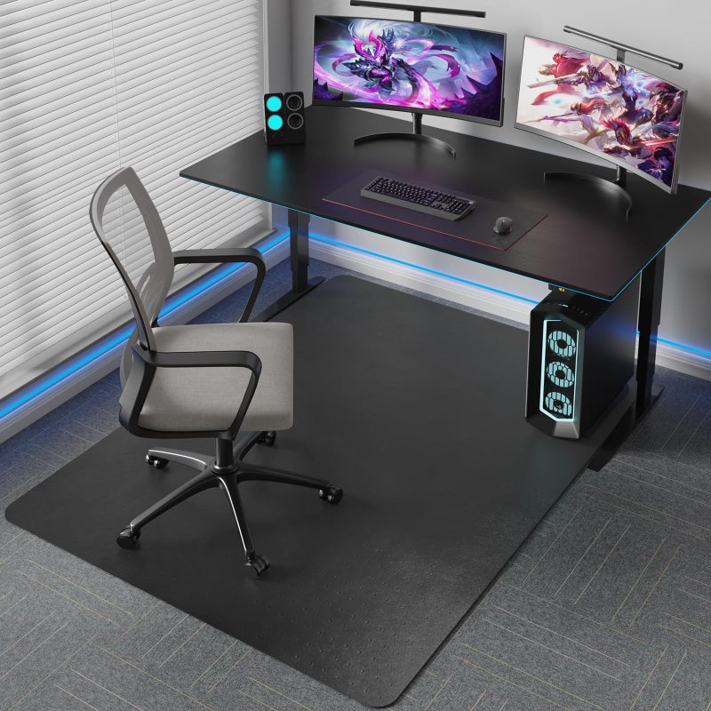 Tydle Office Chair Mat, TYDLE 59"x75" Large Chair Mat for Hard Floor, Vinyl Mat for Gaming Chairs, Slip Resistant Rolling Computer Under Desk Mat for Hardwood Floor, Black - Image 1